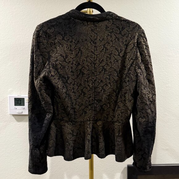 HINGE METALLIC LACE PEPLUM JACKET - S - Picture 7 of 9
